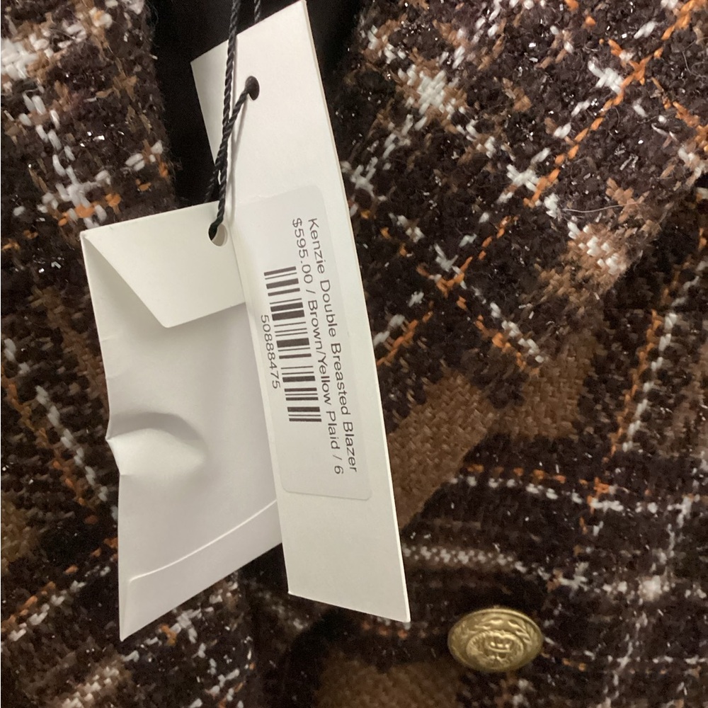 Lagence Brown Plaid Double-Breasted Women's Blazer - Picture 6 of 6